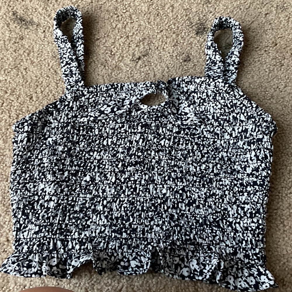 Sienna Sky Black and White Smocked Crop Top